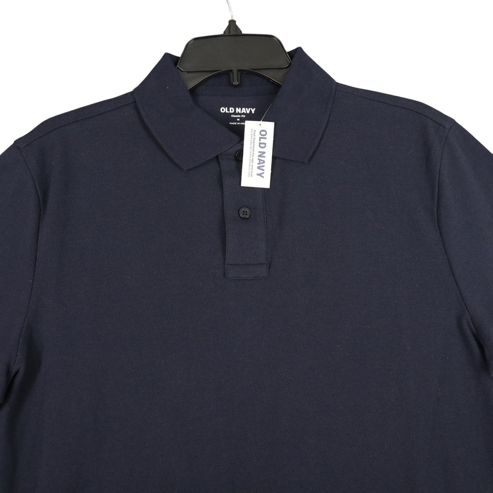Old Navy Classic Fit Polo Shirt Mens M Navy Blue Short Sleeve Cotton Blend NWT